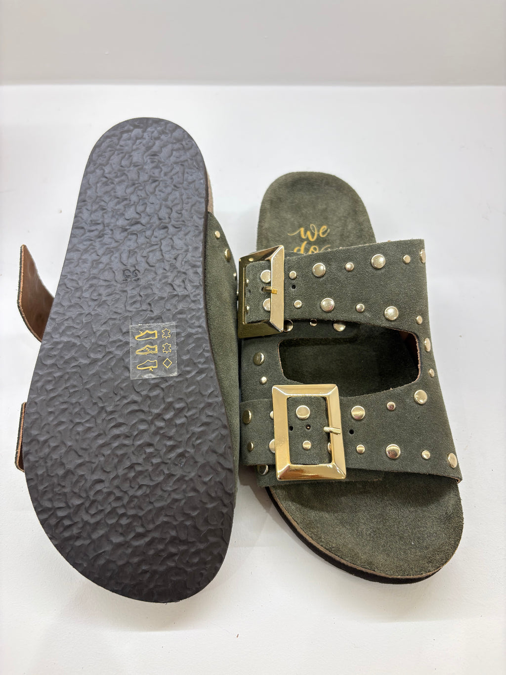 Mules sandales double brides WEDO Kaki/Olive