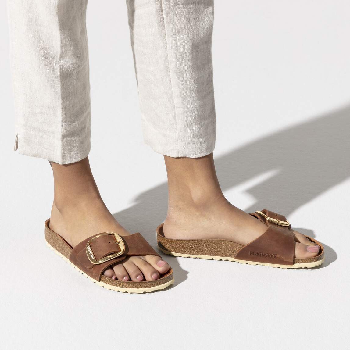 Sandales BIRKENSTOCK Madrid Big Buckle Cuir huilé Cognac