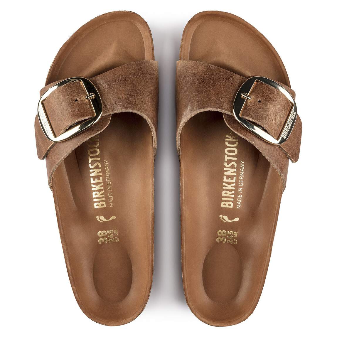 Sandales BIRKENSTOCK Madrid Big Buckle Cuir huilé Cognac
