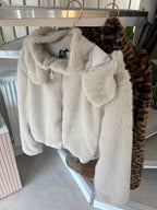 CARTER SHERPA JACKET - 
BLANC CASSE/IMPRIME LEOPARD/MARRON