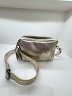 Sac à main bandoulière CHARLAY STONE metalisé champagne