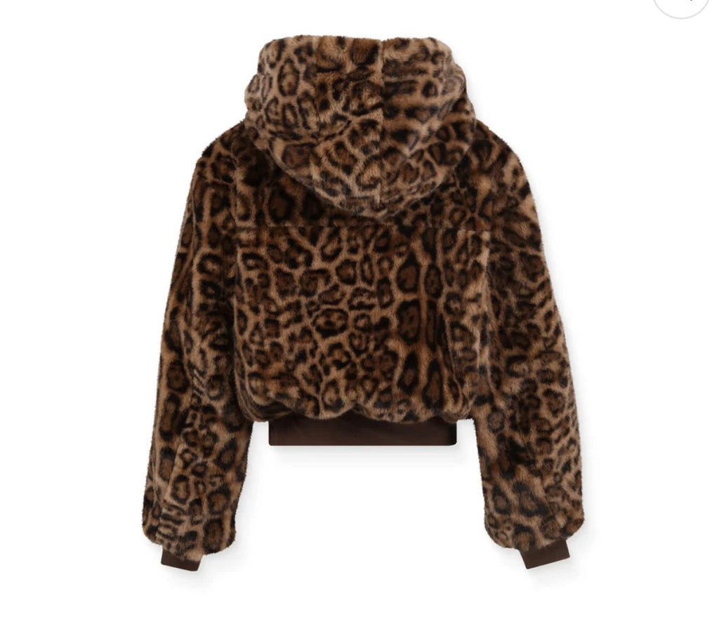 CARTER SHERPA JACKET - 
BLANC CASSE/IMPRIME LEOPARD/MARRON