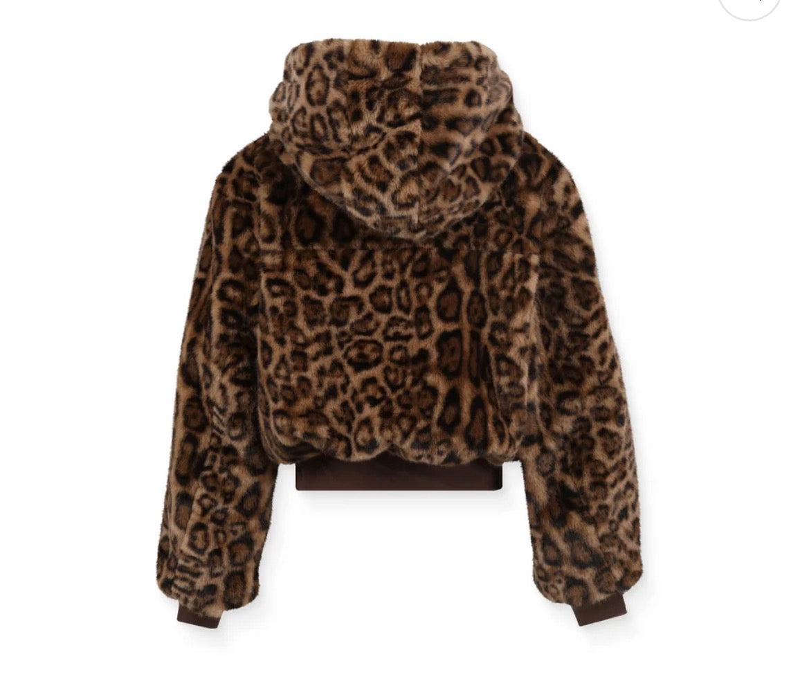 CARTER SHERPA JACKET - 
BLANC CASSE/IMPRIME LEOPARD/MARRON