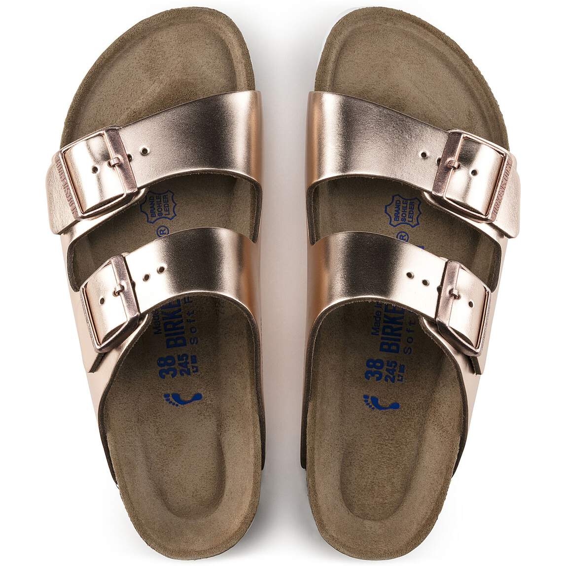 Sandales BIRKENSTOCK Arizona Lit de pied souple Cuir naturel Metallic Copper