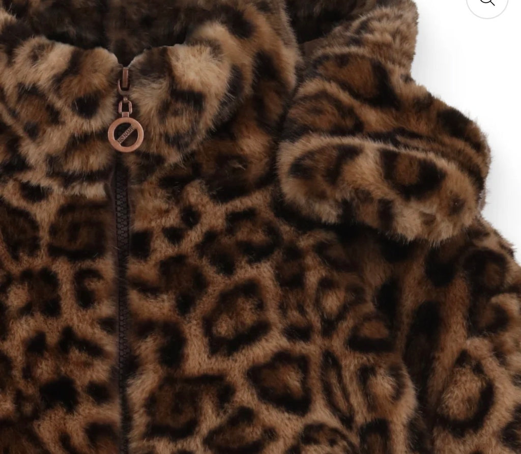 CARTER SHERPA JACKET - 
BLANC CASSE/IMPRIME LEOPARD/MARRON