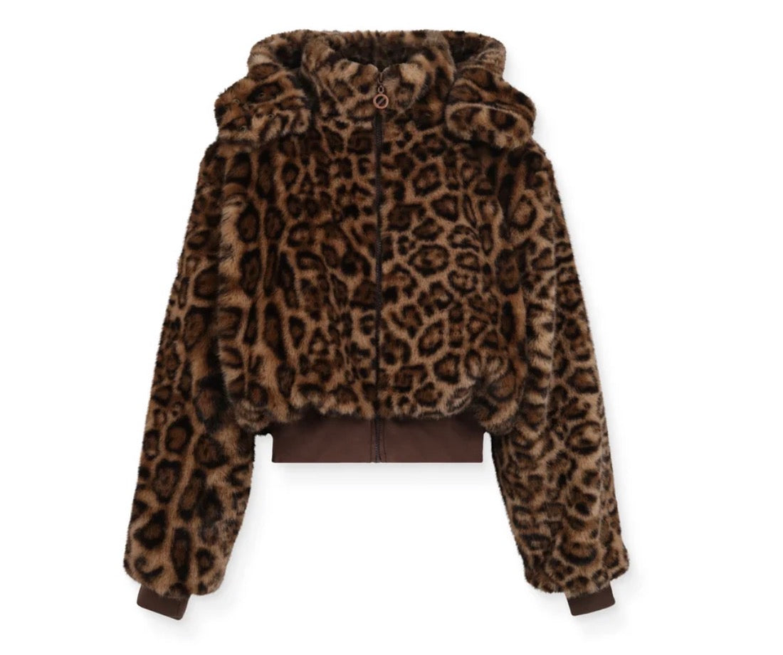 CARTER SHERPA JACKET - 
BLANC CASSE/IMPRIME LEOPARD/MARRON