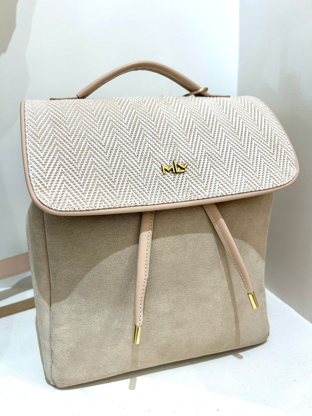 Sac à dos MLV cuir et daim beige