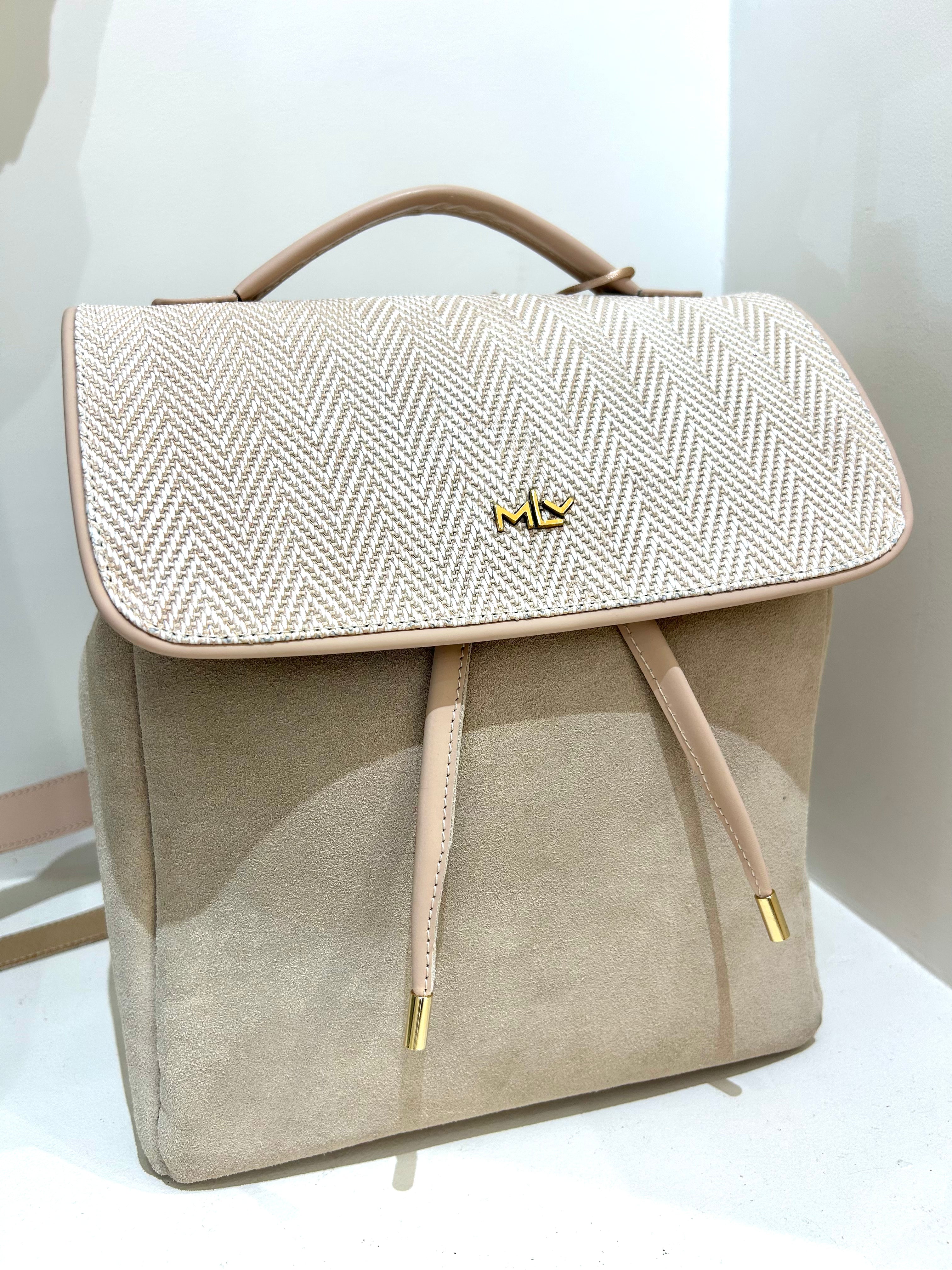 Sac à dos MLV cuir et daim beige