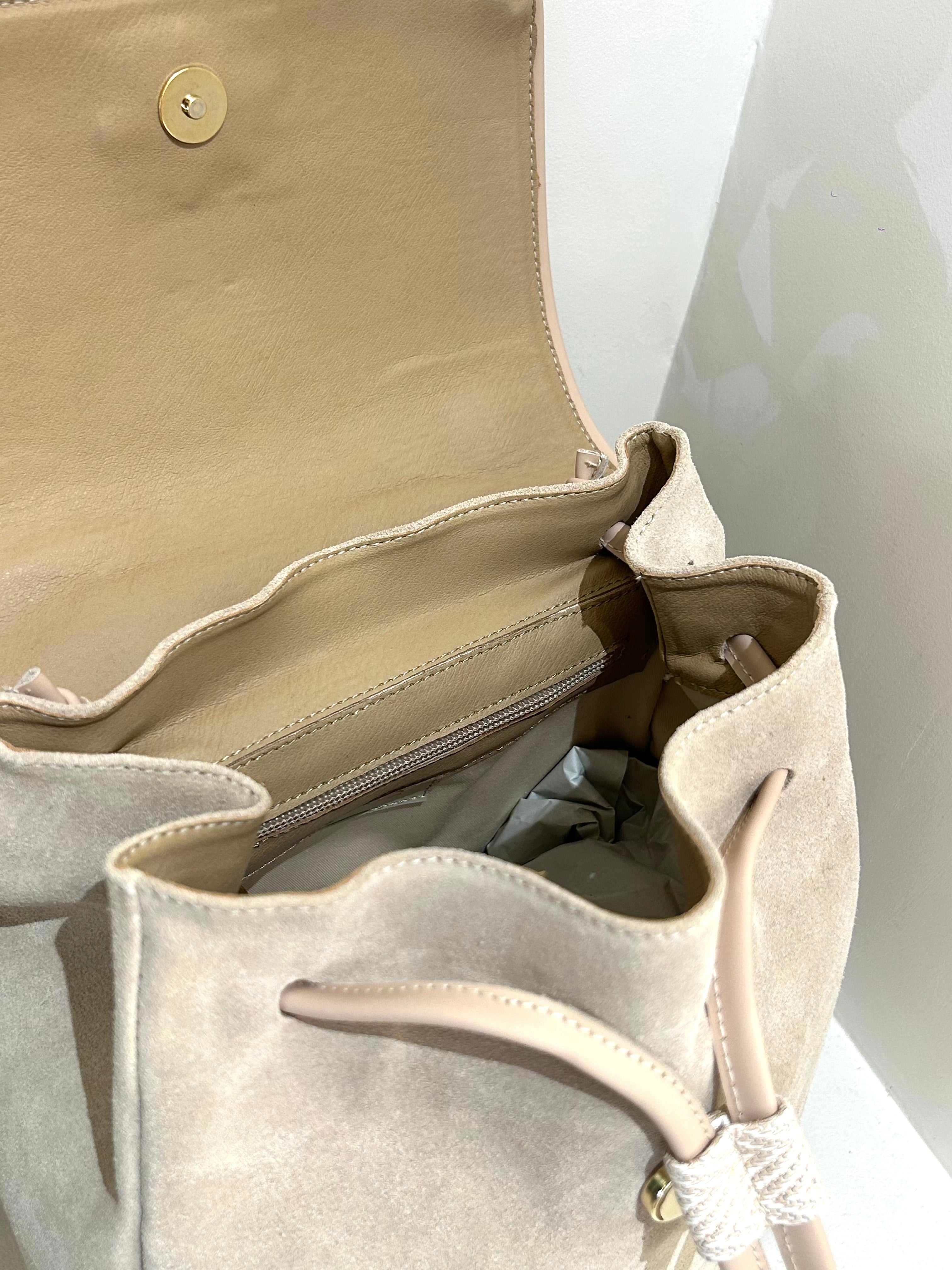 Sac à dos MLV cuir et daim beige
