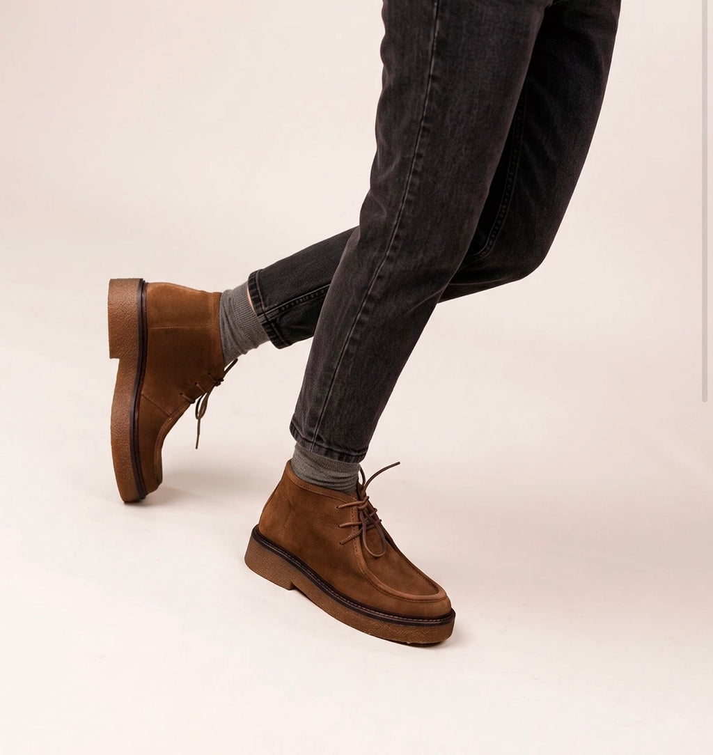 Derby Ava Cuir velours taupe - MAISON TOUFFET