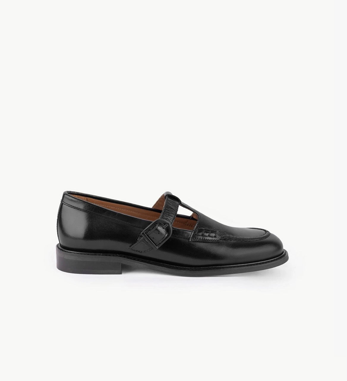Mocassin Anne - Cuir glacé noir - MAISON TOUFFET